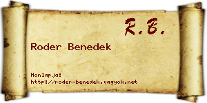 Roder Benedek névjegykártya